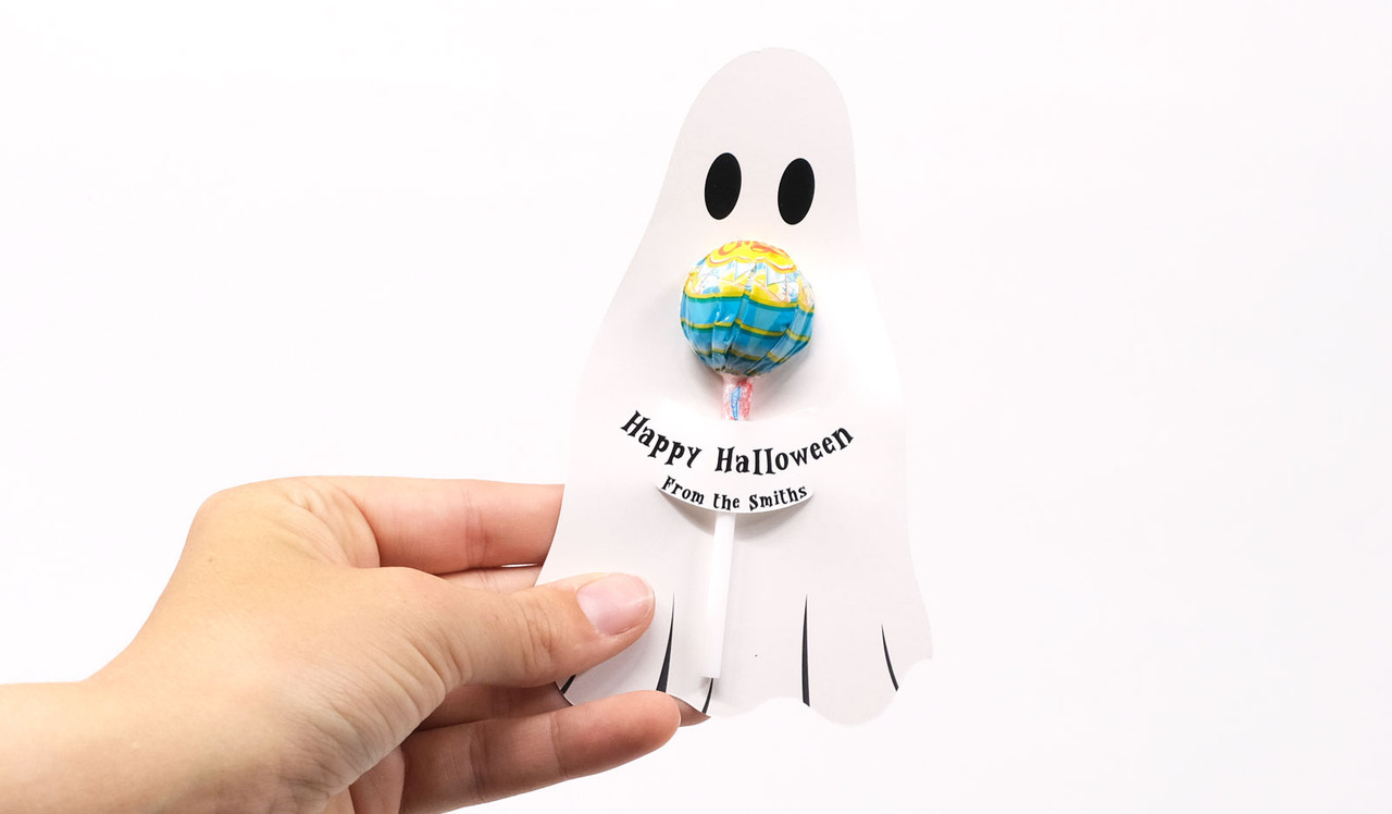 Model holding Branded Halloween Ghost Chupa Chups Pop Holder 