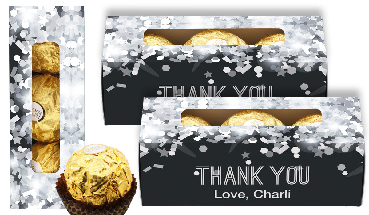 Confetti In Silver Personalised Thank You Ferrero Rocher Gift Box