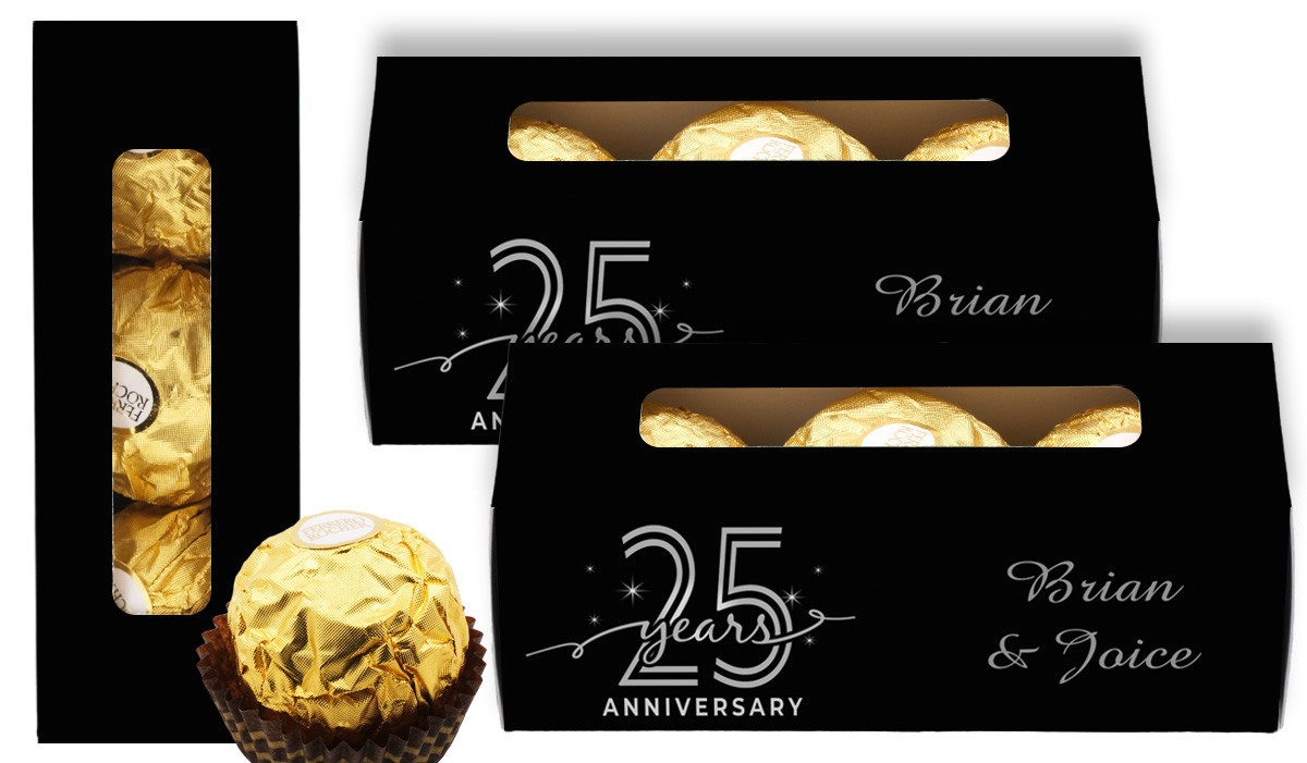 Big Number Silver Anniversary Personalised Ferrero Rocher Gift Box
