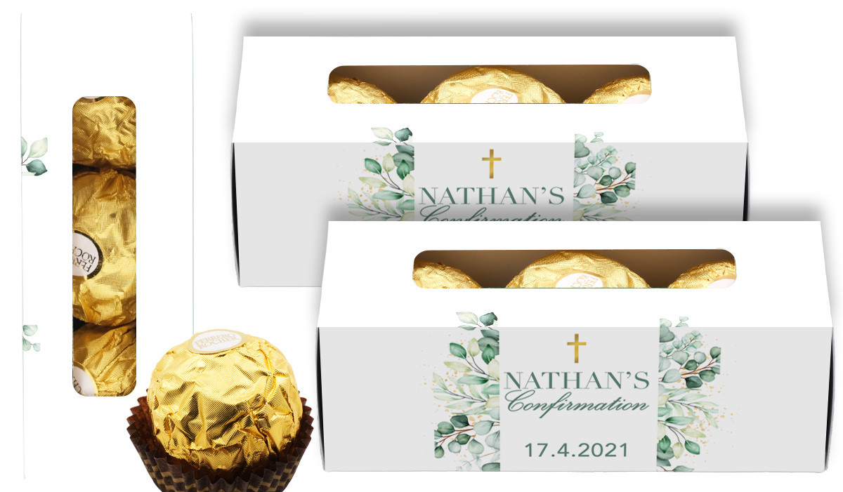 Eucalyptus Watercolour Confirmation Personalised Ferrero Rocher Gift Box