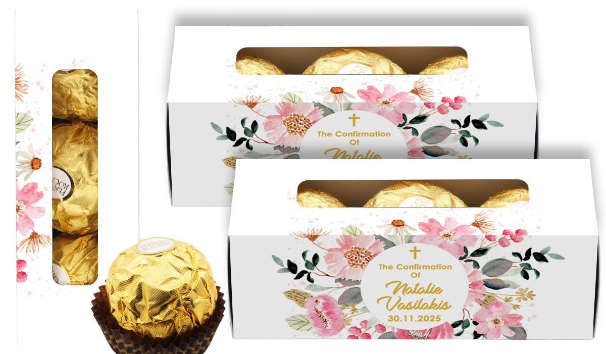 Pink Garden Confirmation Personalised Ferrero Rocher Gift Box