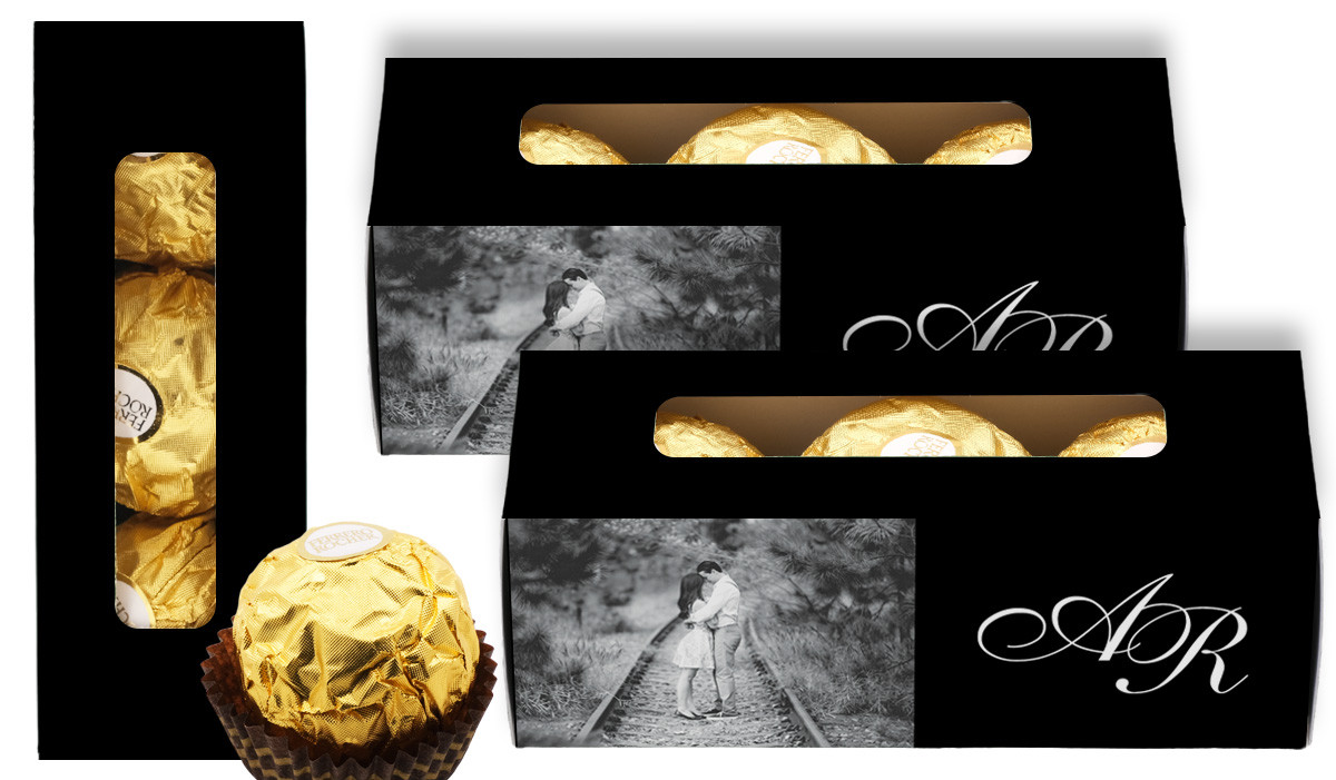 Add A Photo Black Wedding Personalised Ferrero Rocher Gift Box