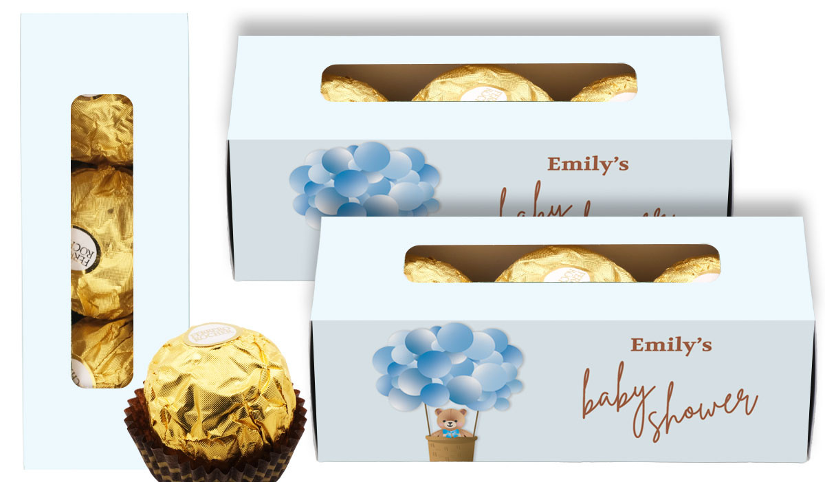 Teddy Blue Baby Shower Personalised Ferrero Rocher Gift Box
