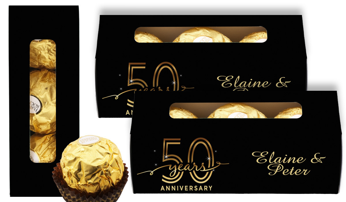Big Number Gold Anniversary Personalised Ferrero Rocher Gift Box