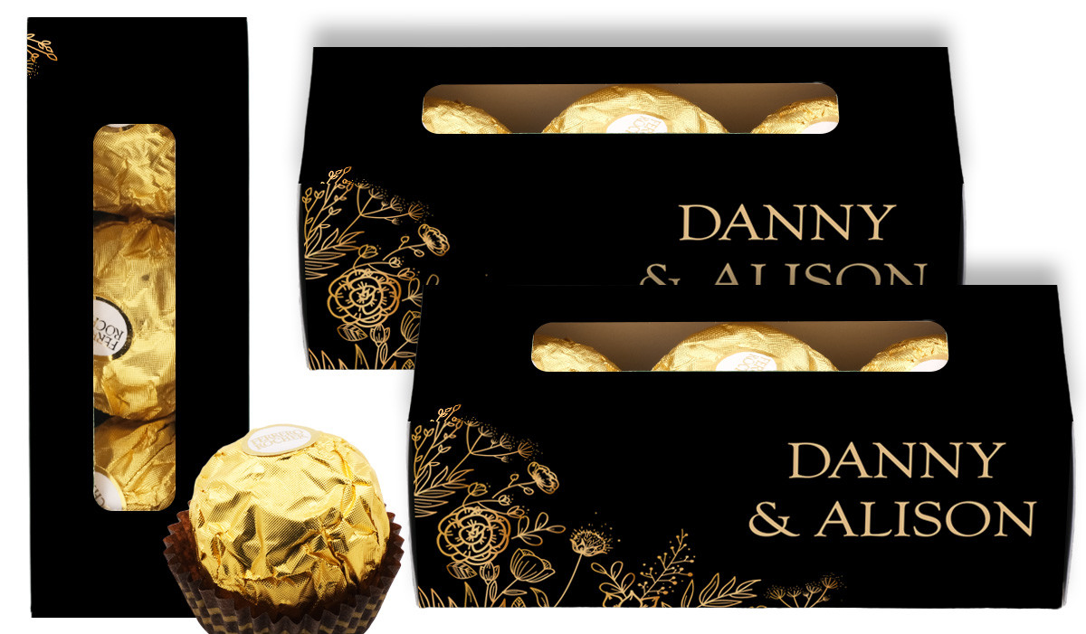 Flowers On Black Personalised Ferrero Rocher Gift Box