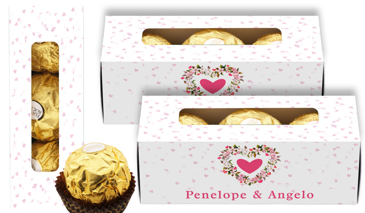 Heart Shaped Floral Personalised Ferrero Rocher Gift Box