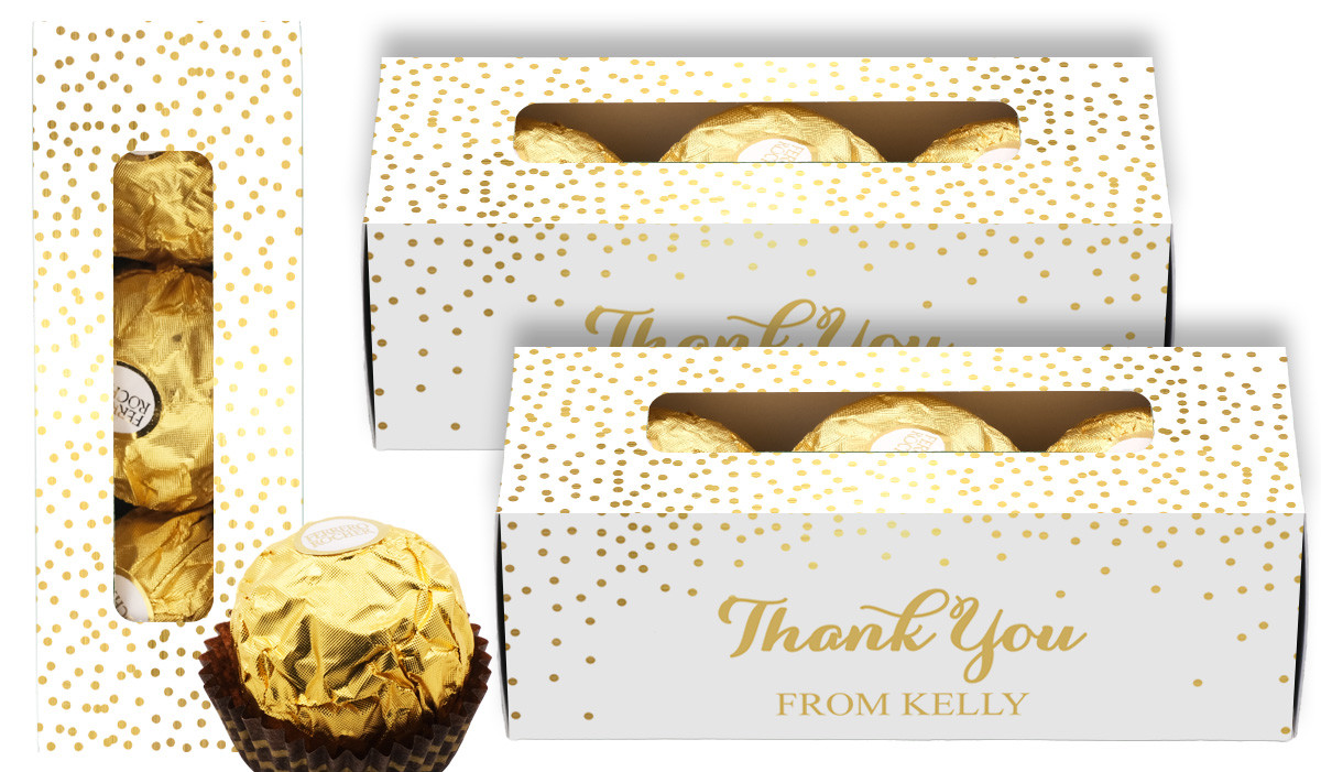 Gold Confetti Personalised Thank You Ferrero Rocher Gift Box