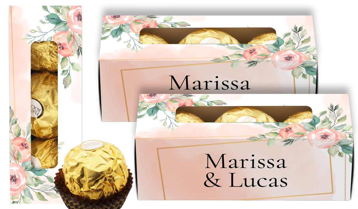 Gold Rings On Peach Personalised Ferrero Rocher Gift Box