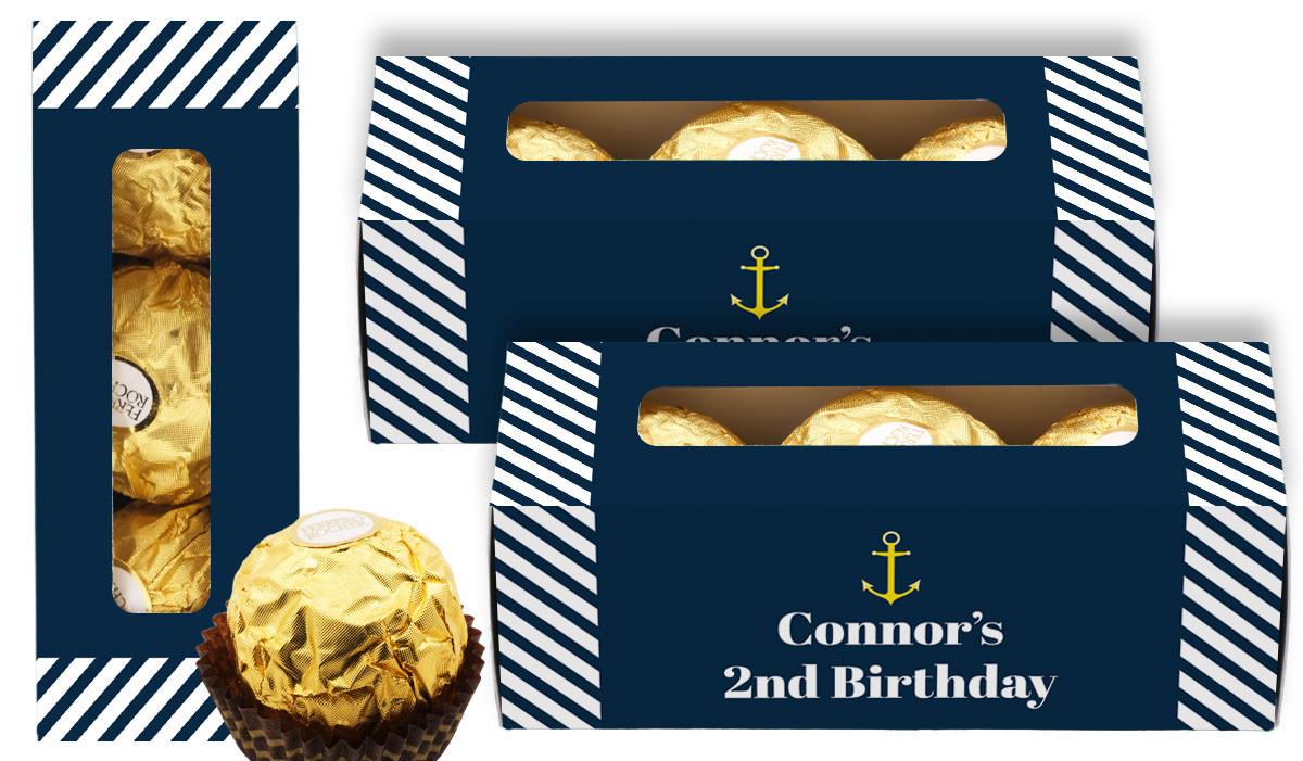 Gold Marine Nautical Personalised Ferrero Rocher Gift Box