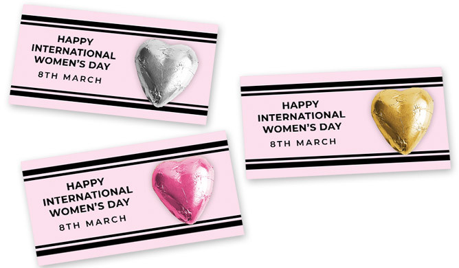 Chic International Womens Day Chocolate Heart Card