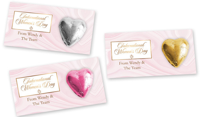 Pink Marble Womens Day Chocolate Heart Card