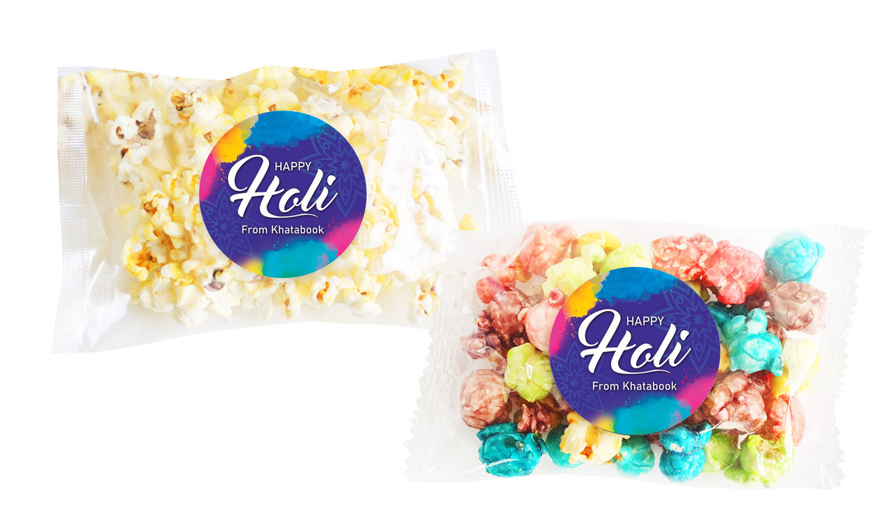 Purple Branded Holi Popcorn Bag