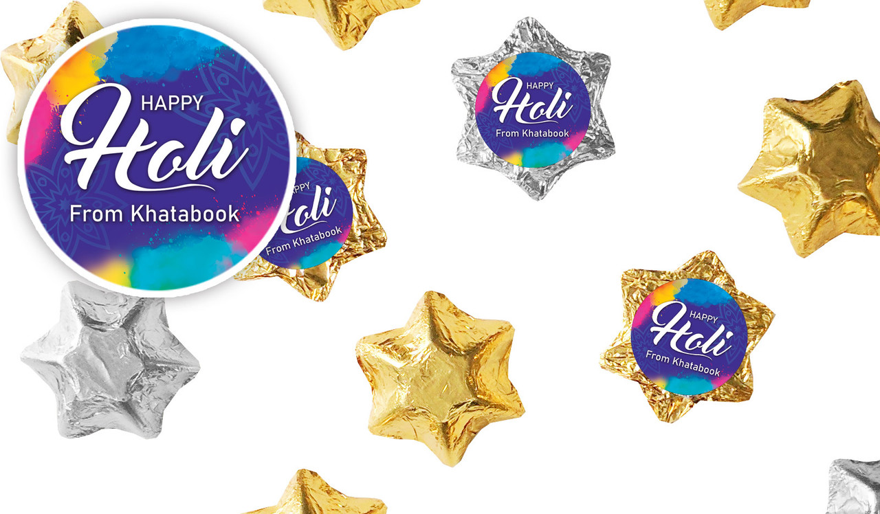 Purple Branded Holi Foil Chocolate Stars