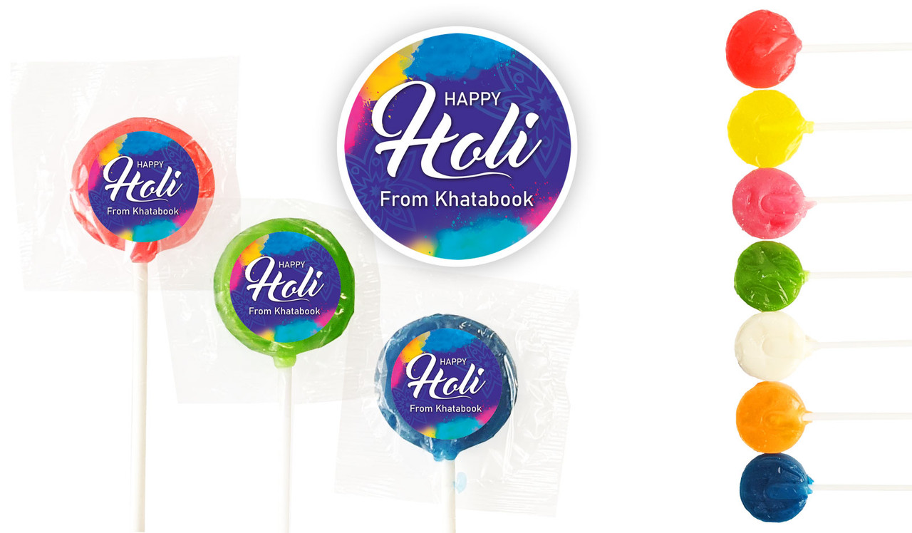 Purple Branded Holi Custom 3cm Mini Lollipops