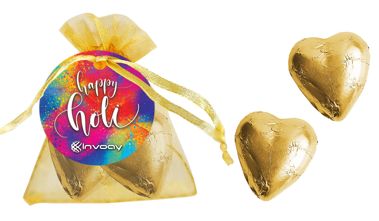 Red Branded Holi Organza Bag