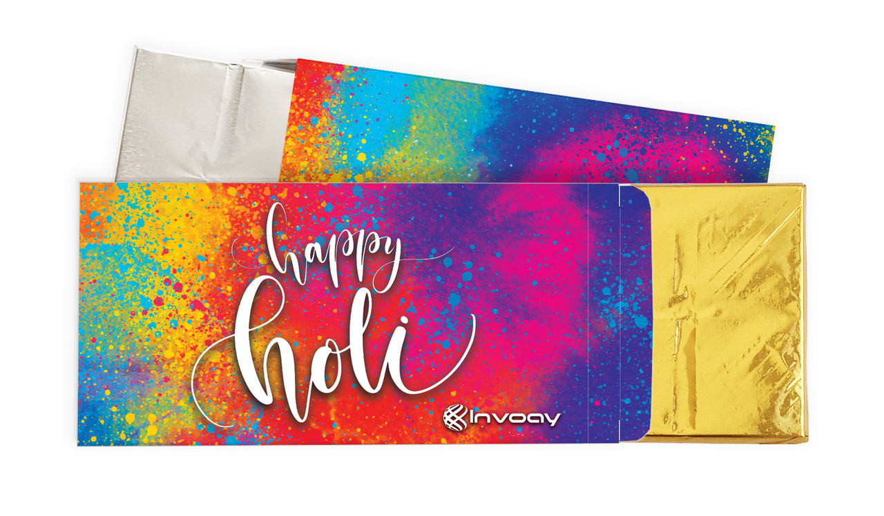 Red Branded Holi Chocolate Bar In A Box