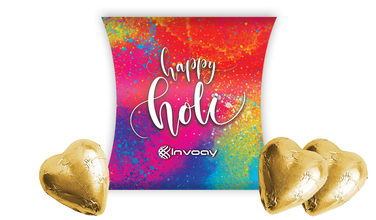 Red Branded Holi Pillow Boxes
