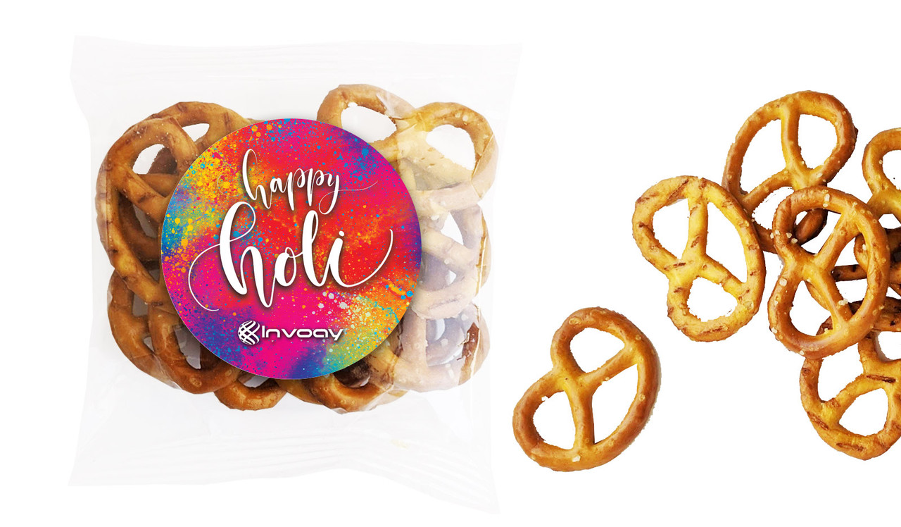 Red Branded Holi Bag Of Pretzels