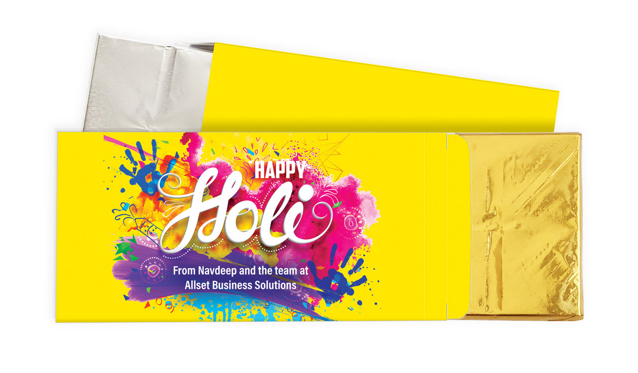 Yellow Branded Holi Chocolate Bar In A Box