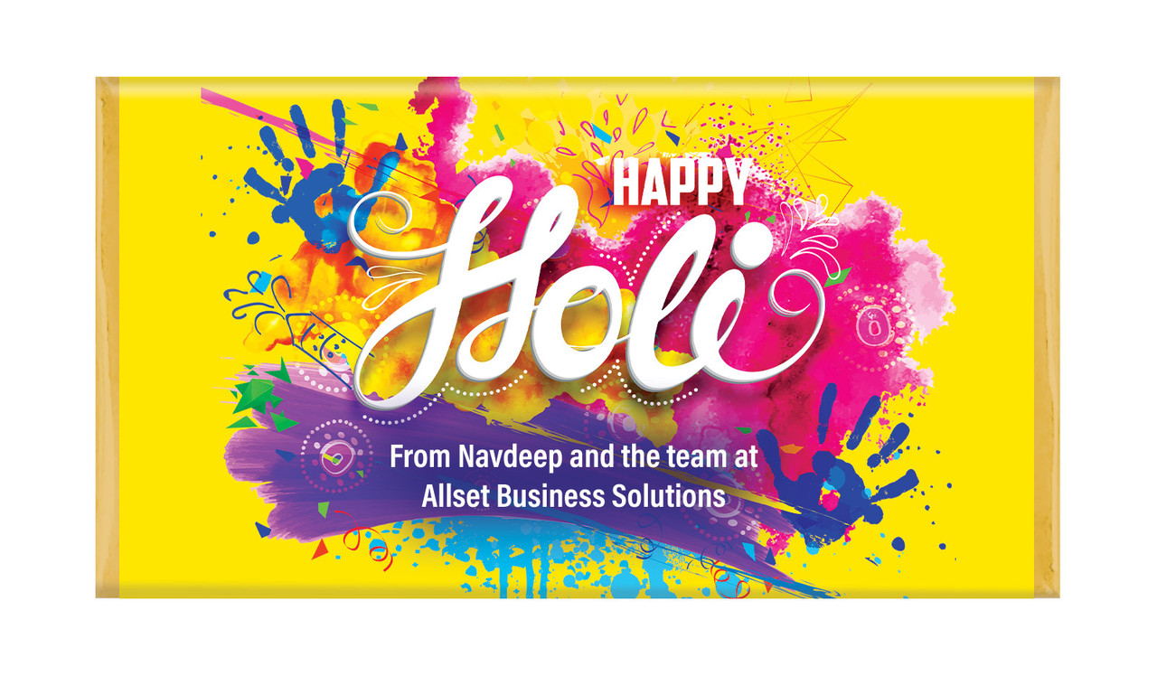 Yellow Branded Holi Custom Chocolate Bars