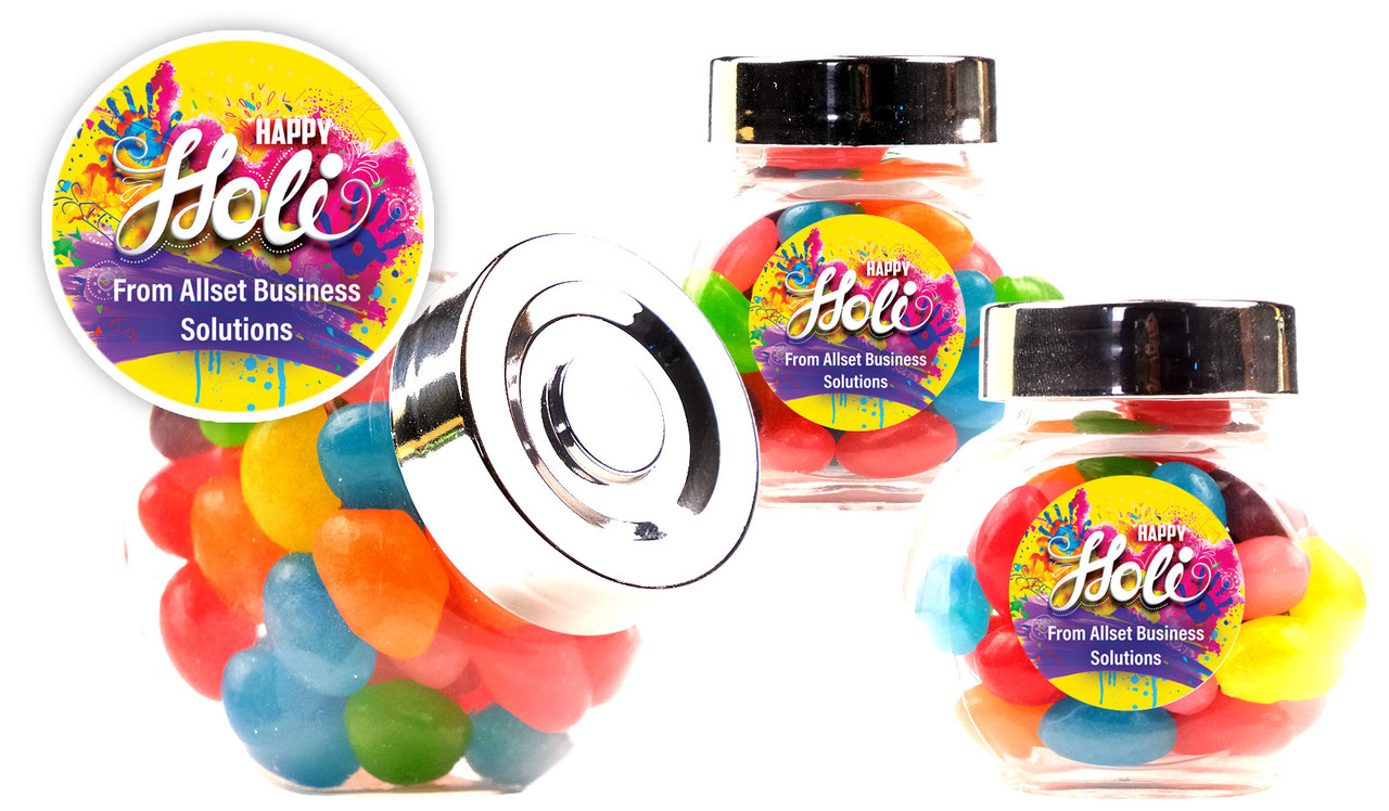 Yellow Branded Holi Custom Mini Candy Jar