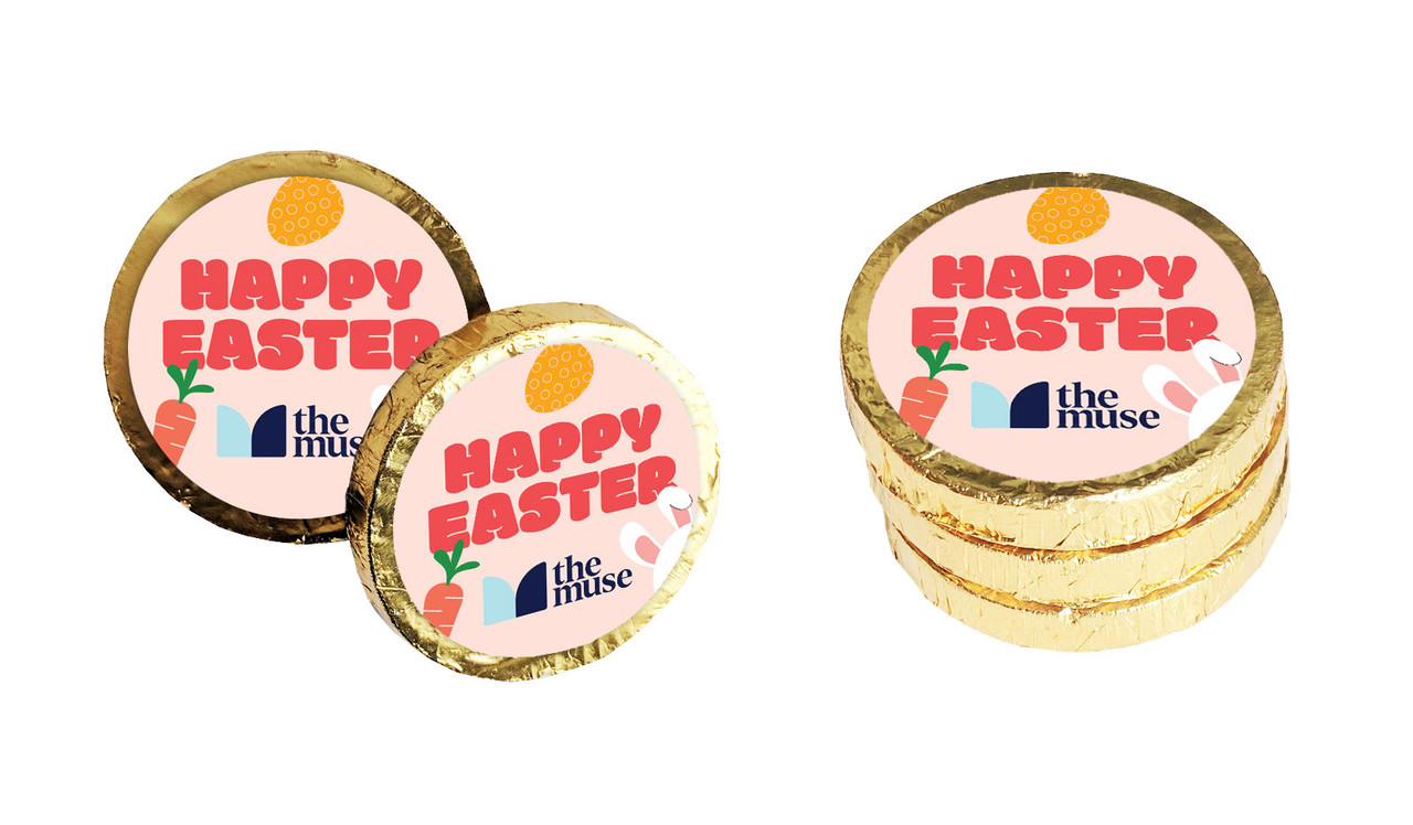 Lucky Pink Custom Easter Chocolate Coins (Gold Or Silver)