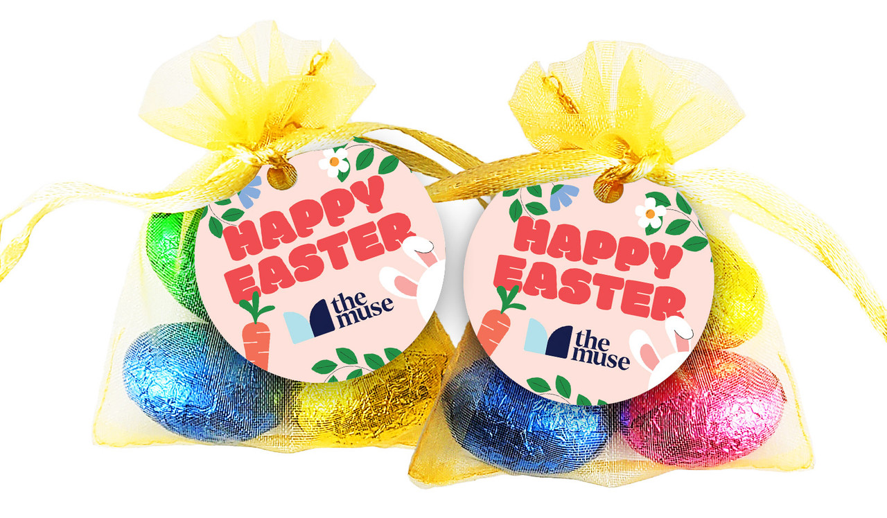 Lucky Pink Easter Egg Organza Bag With Tag