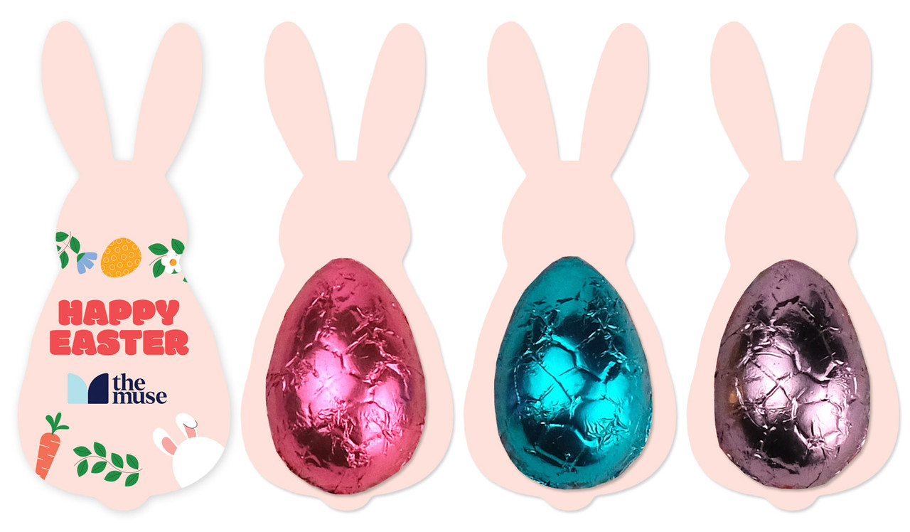 Lucky Pink-Shape Card WIth Chocolate Half Egg