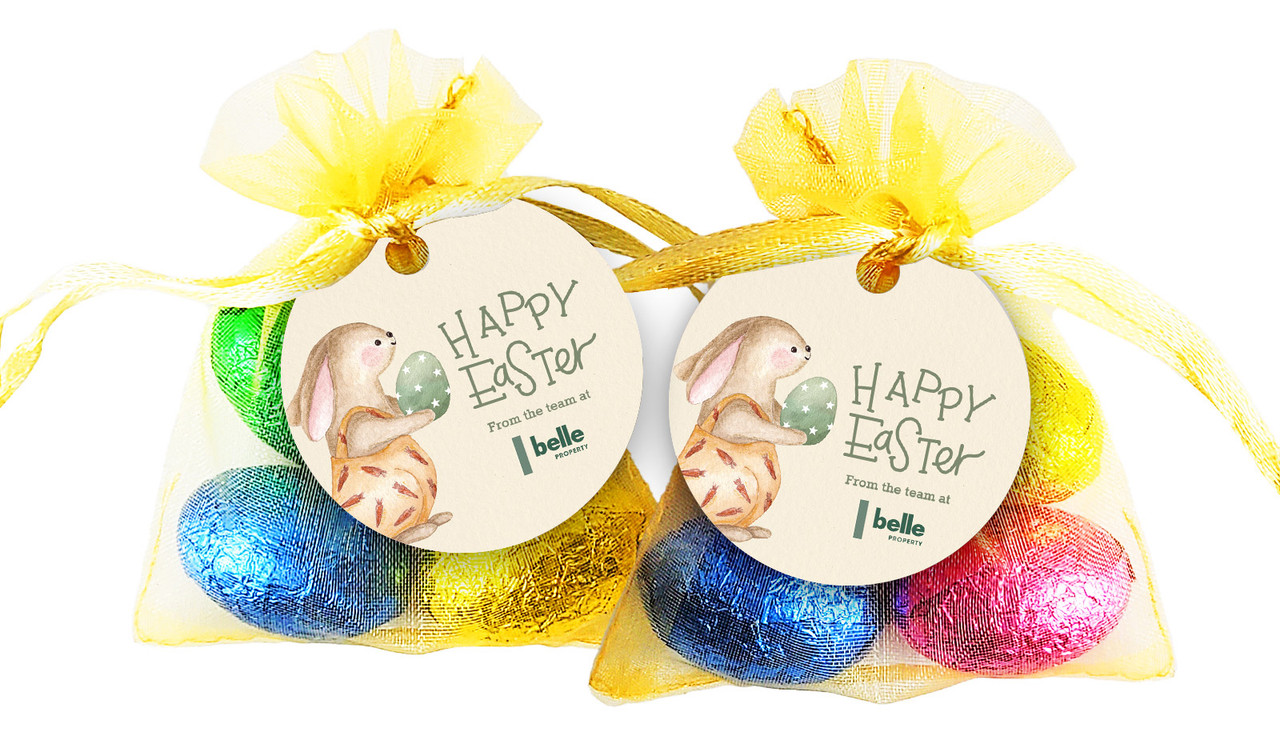 Gift Giving Bunny Easter Egg Organza Bag With Tag