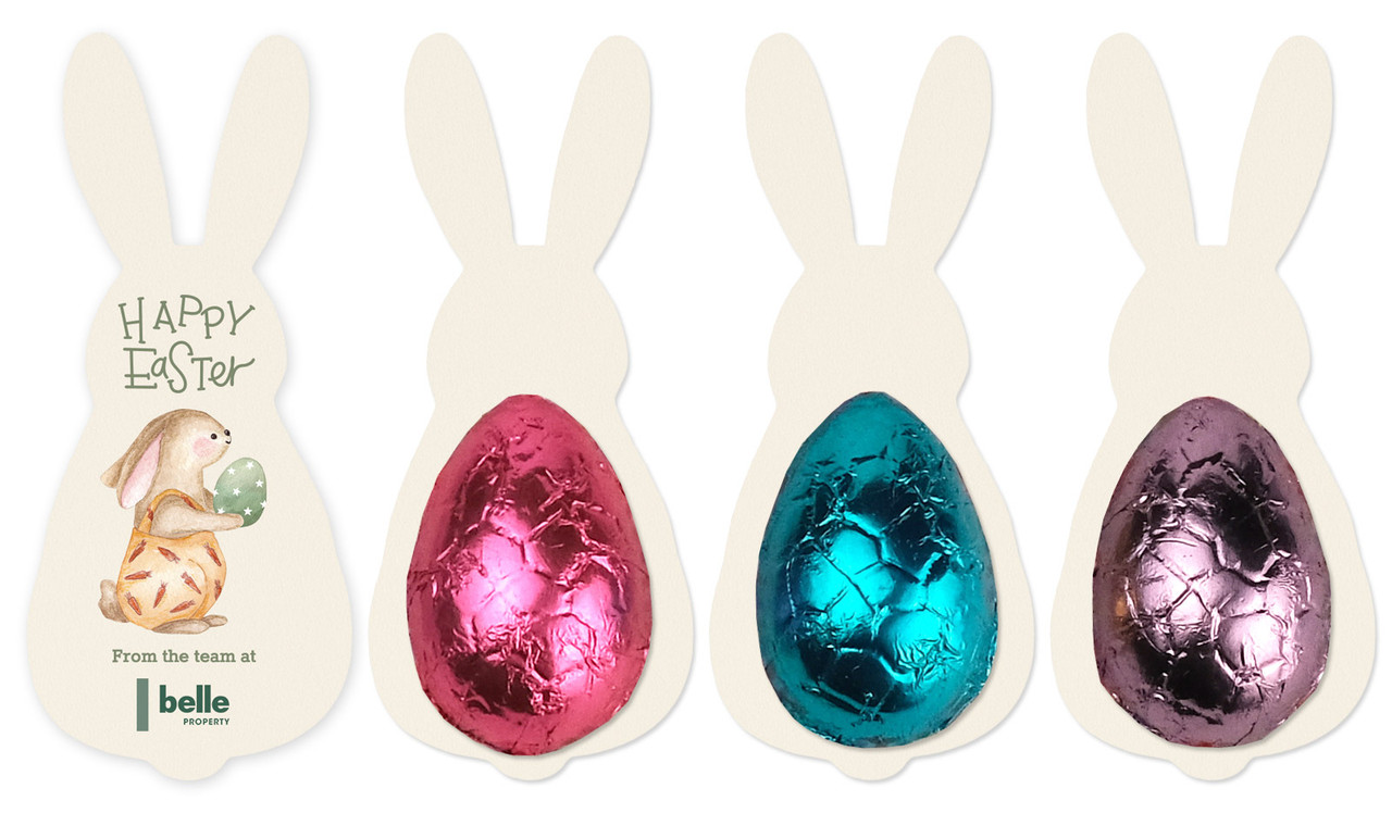 Gift Giving Bunny-Shape Card WIth Chocolate Half Egg