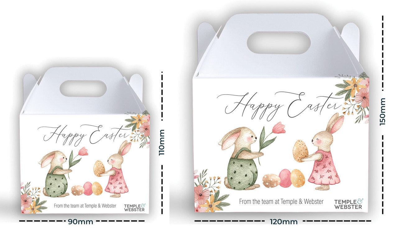 Size comparison Furry Friends Personalised Gable Favour Box