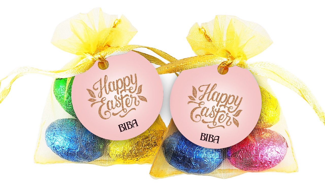Blush And Copper Easter Egg Organza Bag With Tag
