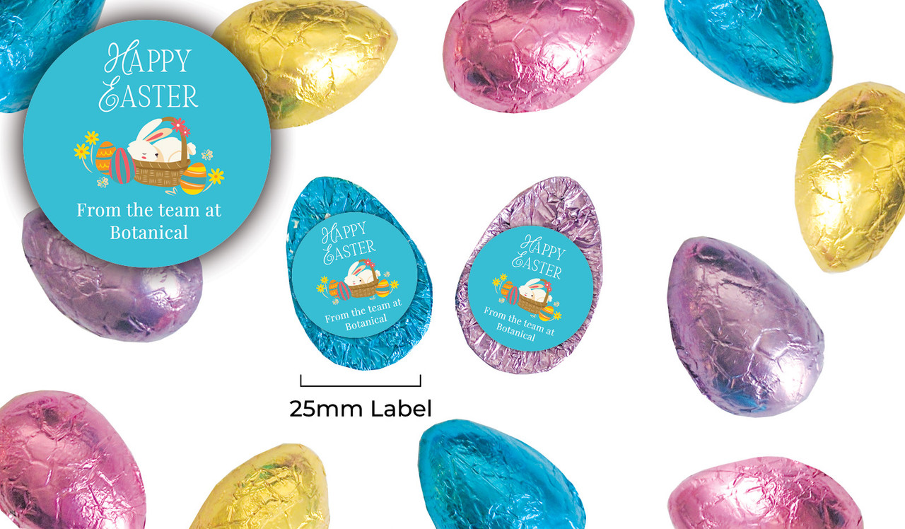 Blue Bunny Basket Personalised Chocolate Half Easter Eggs