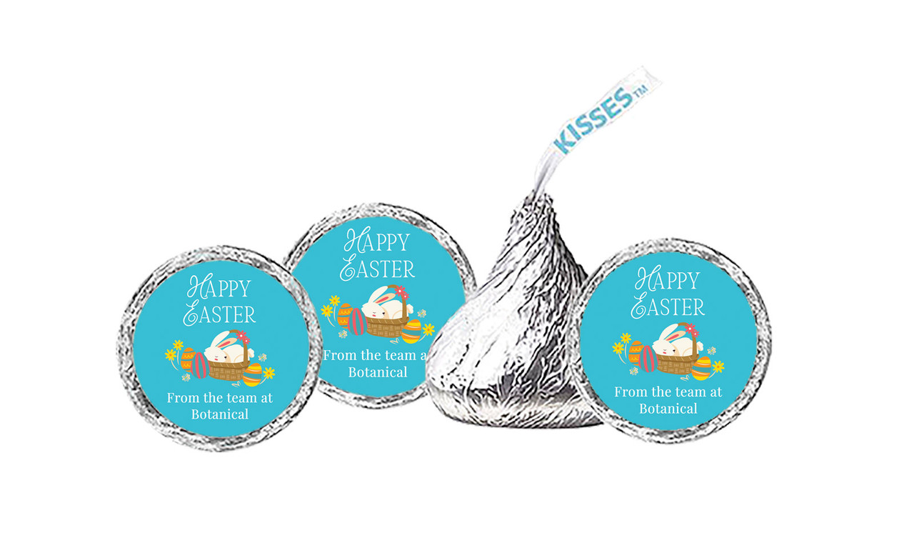 Blue Bunny Basket Easter Personalised Hershey's Kisses