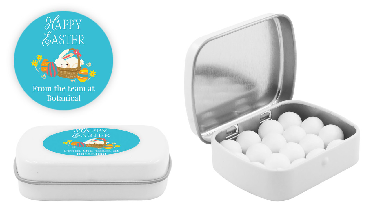 Blue Bunny Basket Personalised Mint Tins