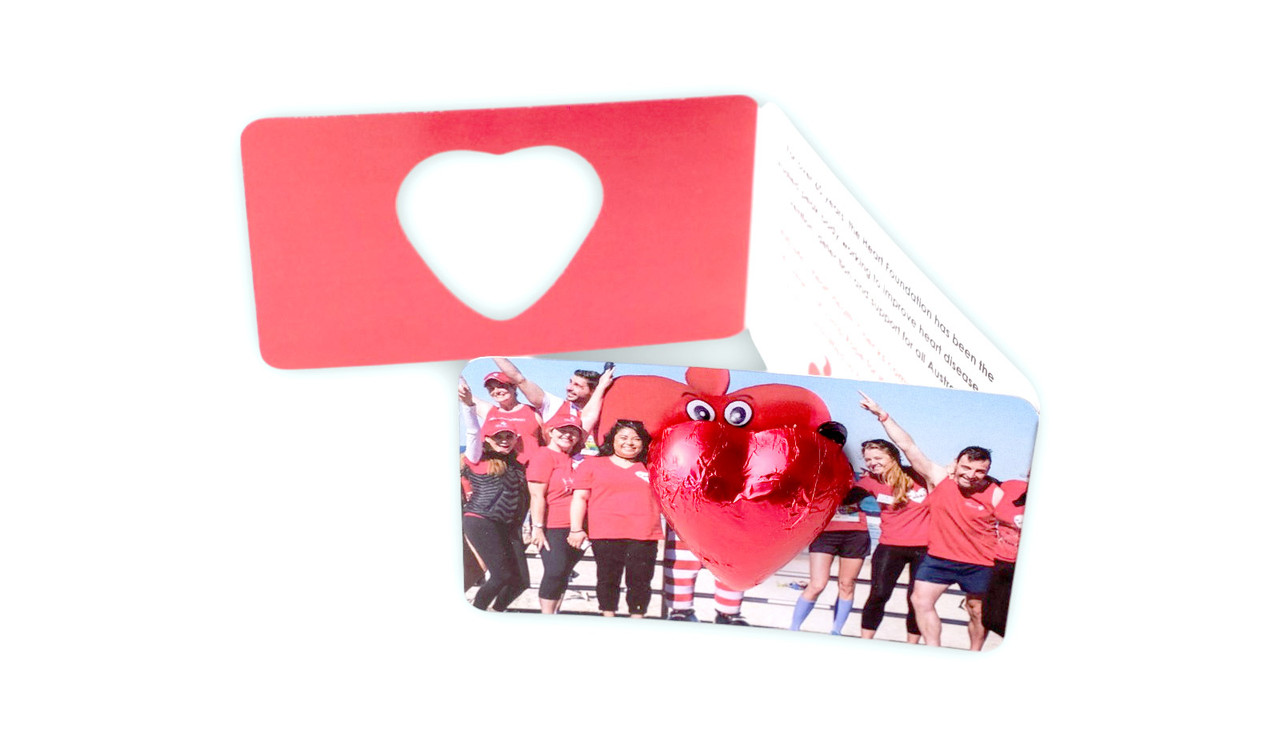 Stood up Branded Trifold Chocolate Heart Card