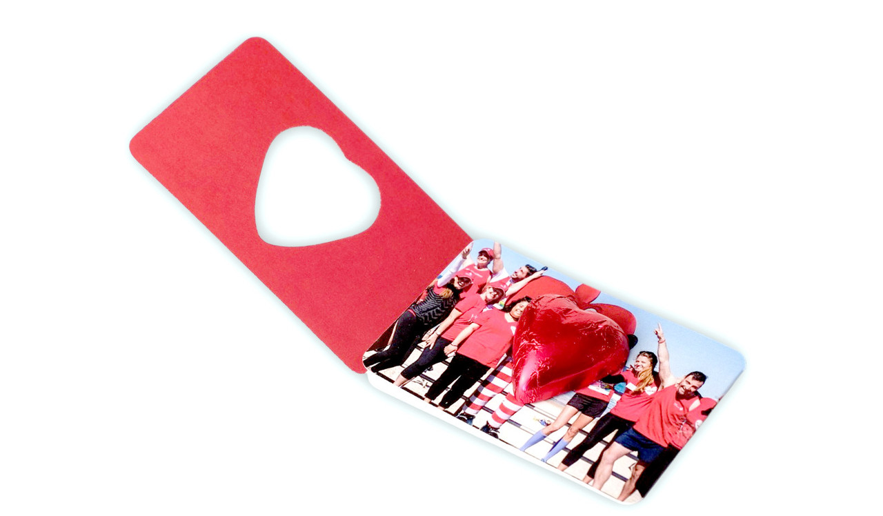 Opened Branded Trifold Chocolate Heart Card