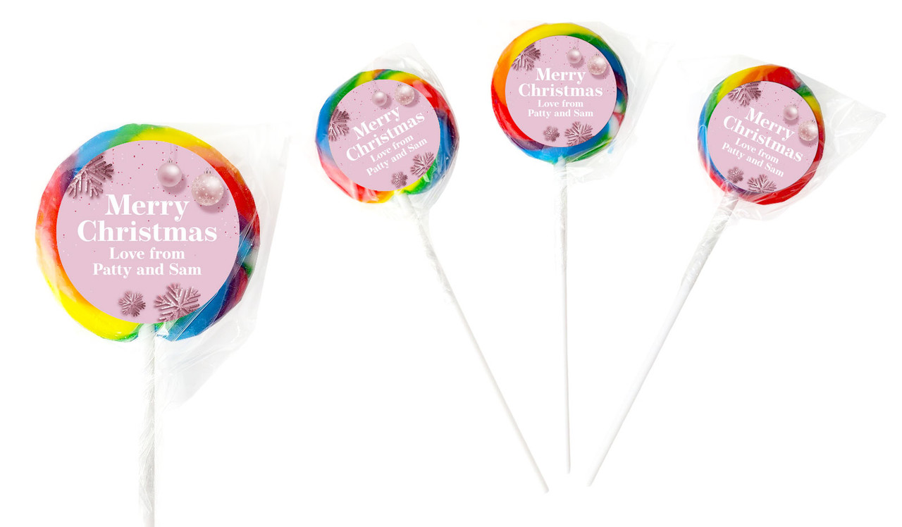 Pink Christmas Christmas Personalised Lollipops