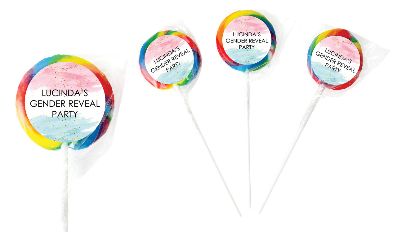 Paint Strokes Gender Reveal Personalised Lollipop
