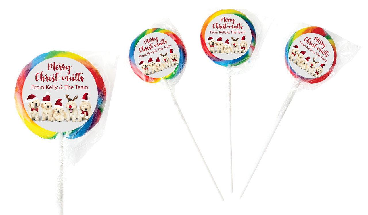 Gorgeous Puppies Christmas Personalised Christmas Lollipops