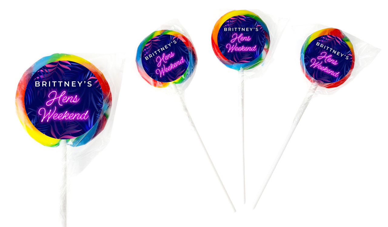 Neon Hens Night Personalised Lollipop