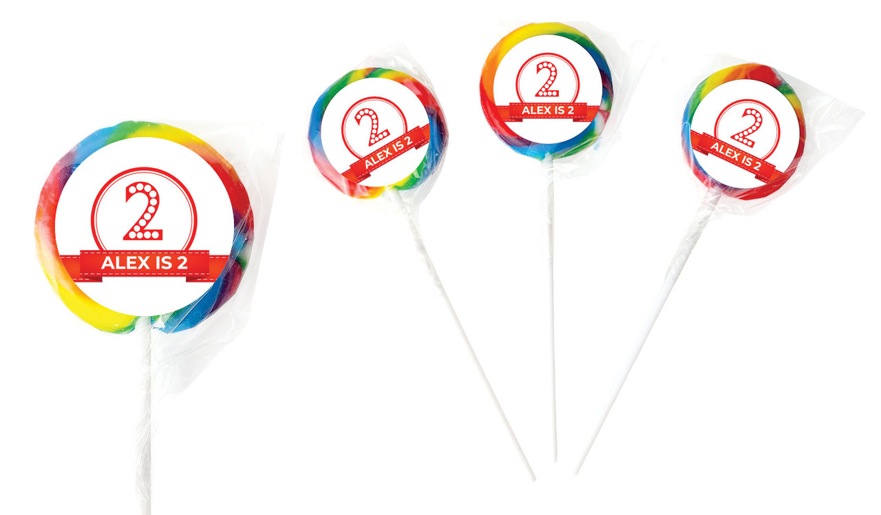 Numbers In Red (All Numbers Avail.) Personalised Birthday Lollipops