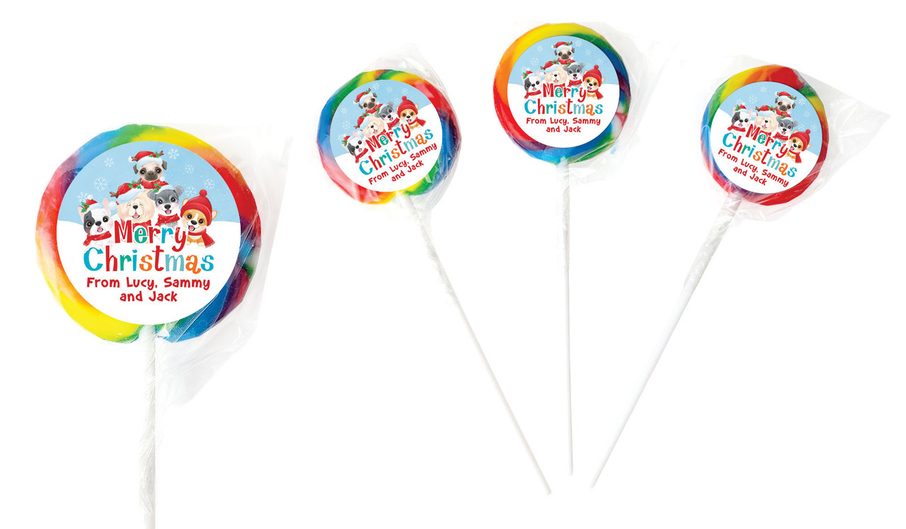 Christmas Puppies Christmas Personalised Lollipops