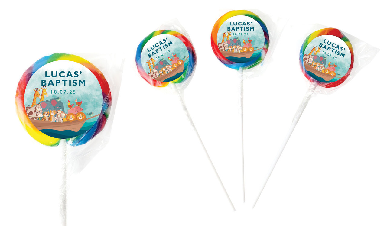 Noah's Ark Custom Christening Lollipop