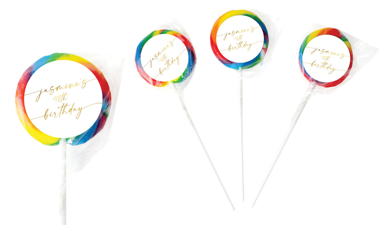 Golden Script Custom Birthday Party Lollipop Favour