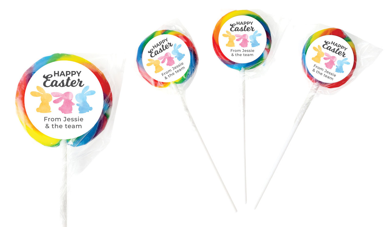 Colourful Bunnies Personalised Lollipops