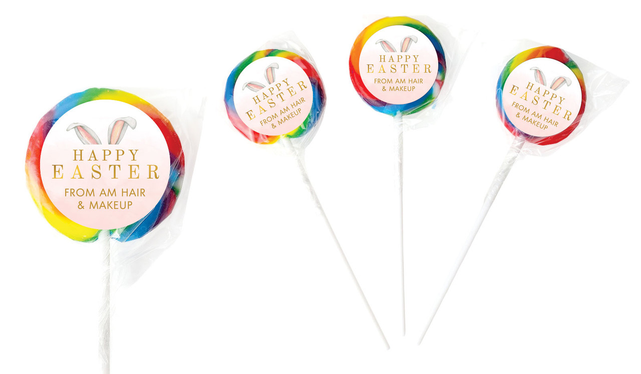 Blush Bunny Ears Personalised Lollipops