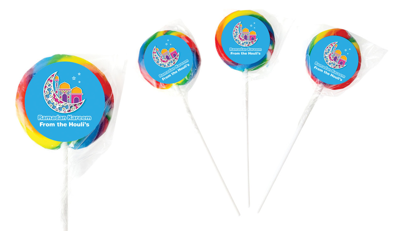 Fun Blue Eid Personalised Lollipops