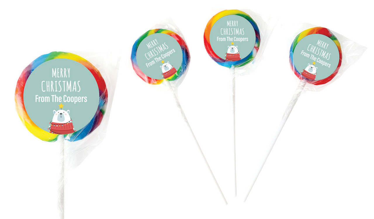 Polar Bear Christmas Personalised Christmas Lollipops