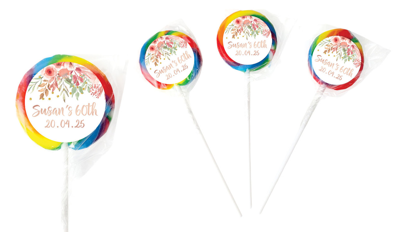 Peach Floral Personalised Birthday Lollipop
